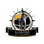 Lodges at Canmore logo featuring a prospector silhouette in front of a mountain sunrise with the text ‘The Gateway to Banff Canada’