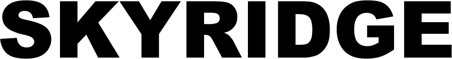 Skyridge logo in bold black uppercase text