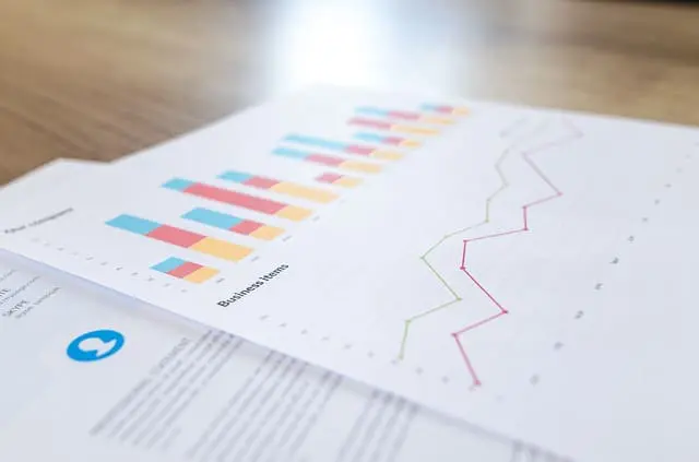 Financial reports with colorful charts, illustrating transparent financial reporting and analysis in our vacation rental services in Canmore.