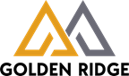 Golden Ridge logo with interlocking gold and gray mountain triangles
