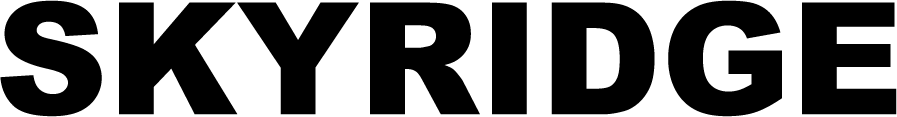 Skyridge logo in bold black uppercase text