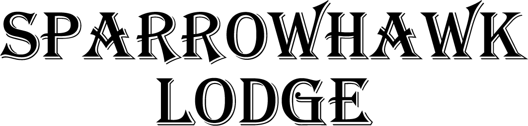 Sparrowhawk Lodge logo in black gothic-style font