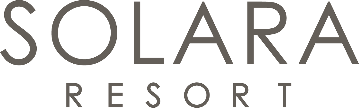 Solara Resort logo in modern brown uppercase letters