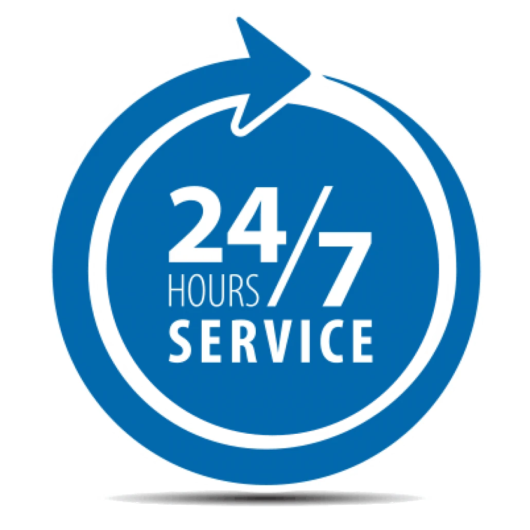 A 24/7 service icon, representing the round-the-clock support included with our Airbnb management in Canmore.